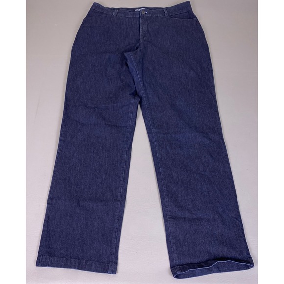Lee Denim - Lee Womens Relaxed Fit Straight Leg Jeans Size 16 Long Dark Wash Blue Denim Y2K